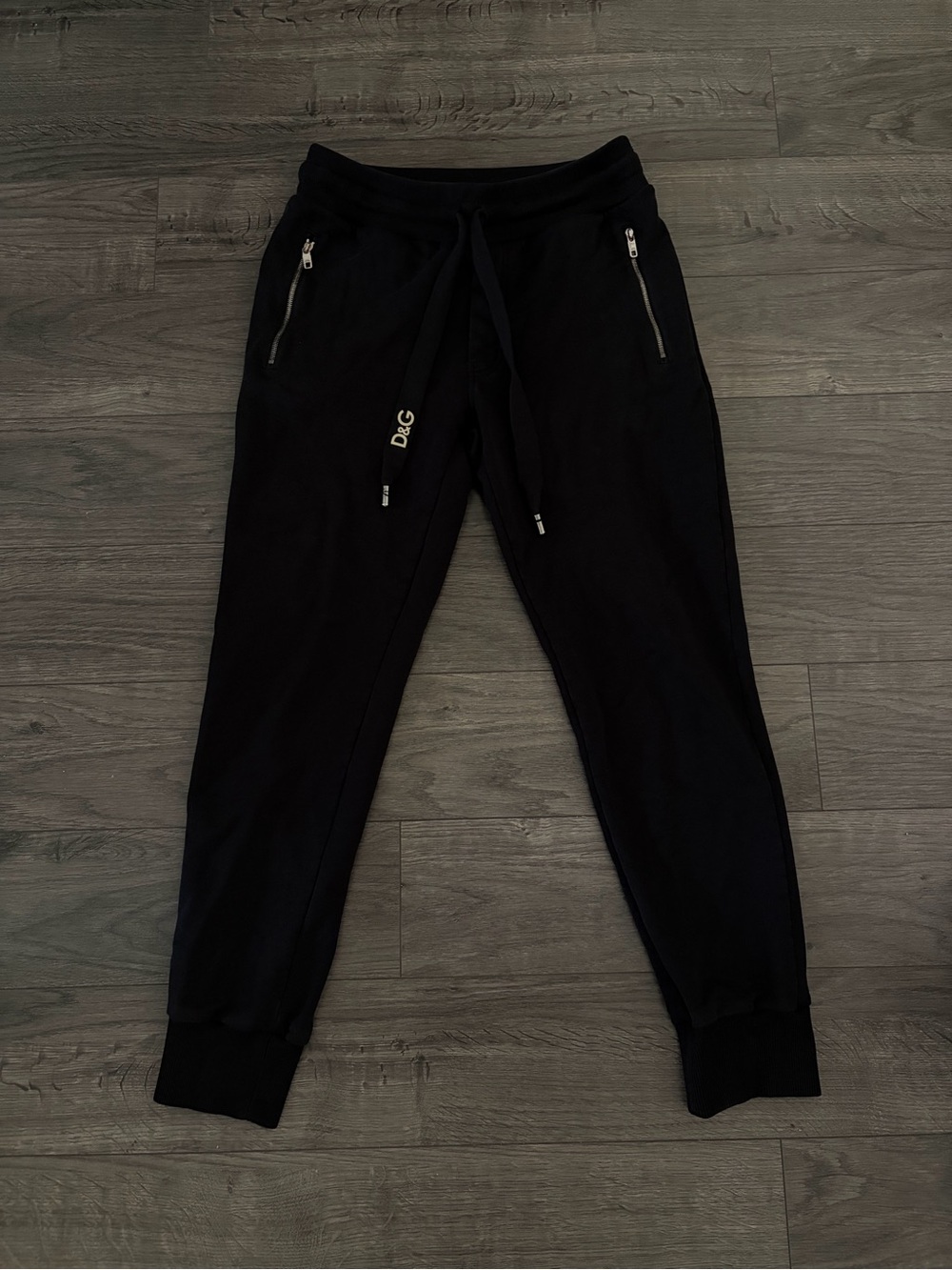 D&G Black Jogger Sweatpants with Silver Zippers